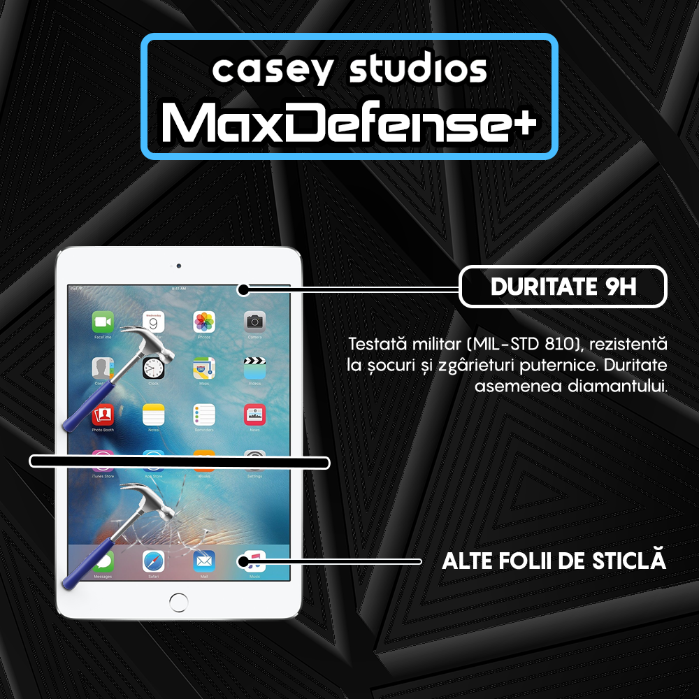 Folie Sticla MaxDefense+ - iPad Mini 3/2/1 7.9" - Clear