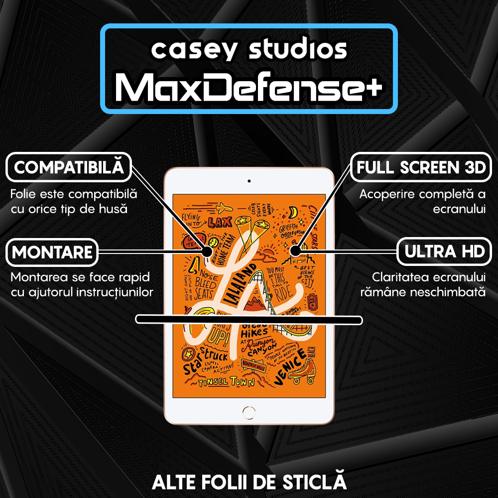 Folie Sticla MaxDefense+ - iPad Mini 5/4 2019 7.9" - Clear