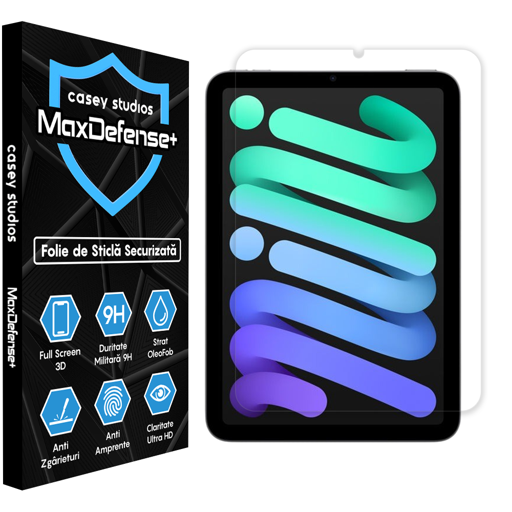 Folie Sticla MaxDefense+ - iPad Mini 6/Mini 7 8.3" - Clear