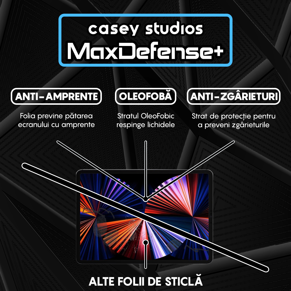 Folie Sticla MaxDefense+ - iPad Pro 12.9" 2017/2016/2015 - Clear
