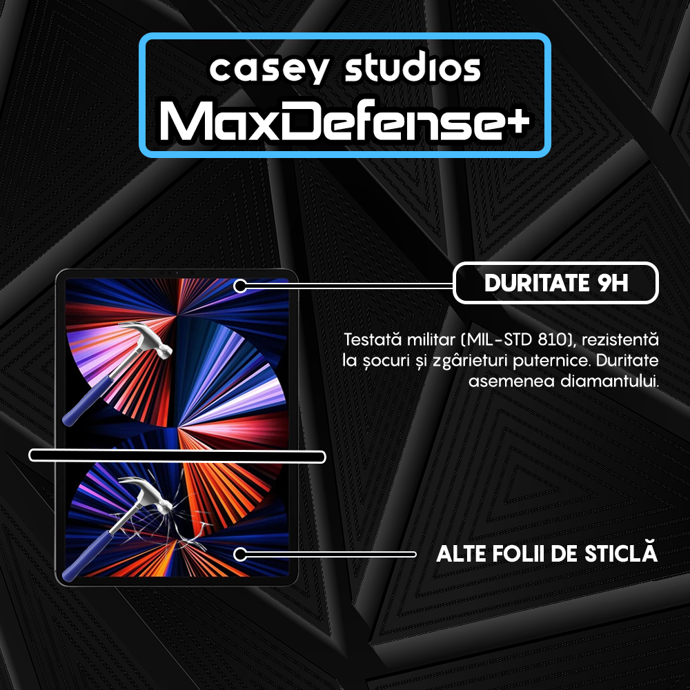 Folie Sticla MaxDefense+ - iPad Pro 12.9" 2017/2016/2015 - Clear
