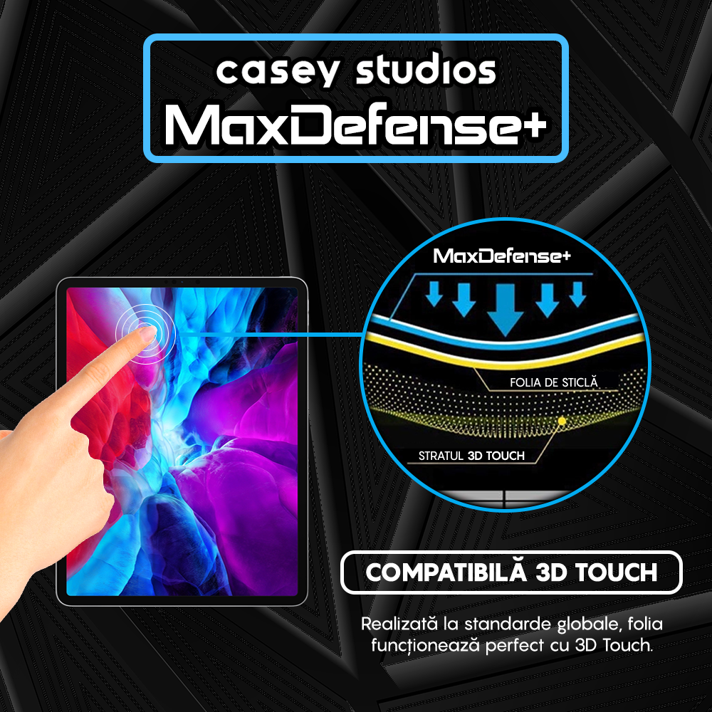 Folie Sticla MaxDefense+ - iPad Pro 12.9" 2021/2020/2018 - Clear