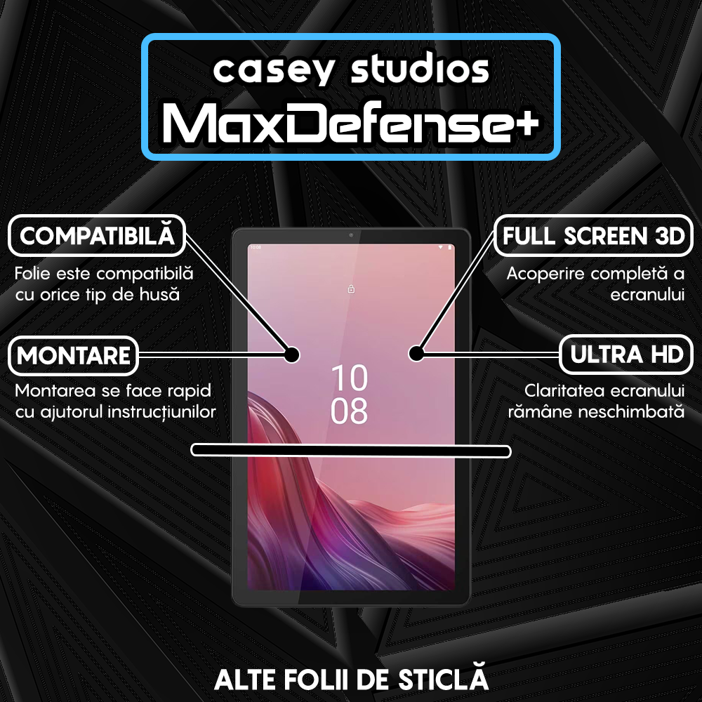 Folie Sticla MaxDefense+ - Lenovo Tab M9 - Clear