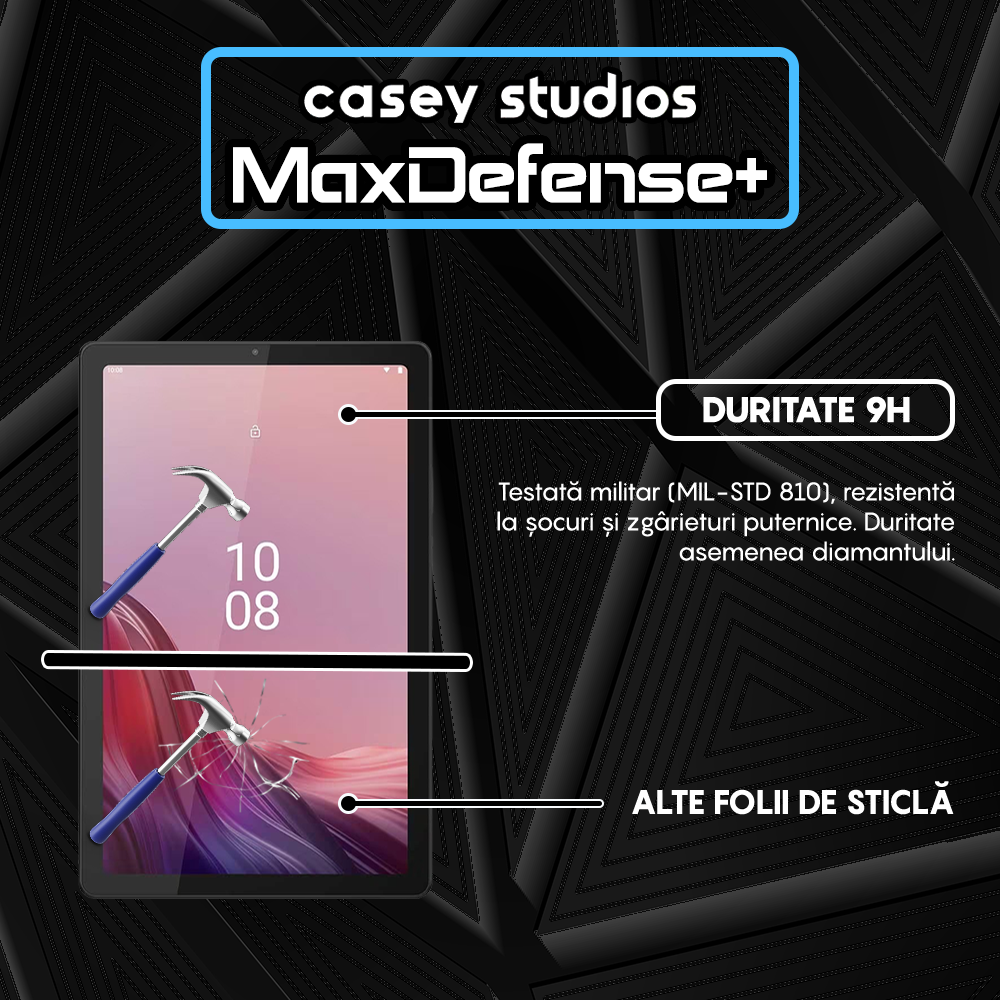Folie Sticla MaxDefense+ - Lenovo Tab M9 - Clear
