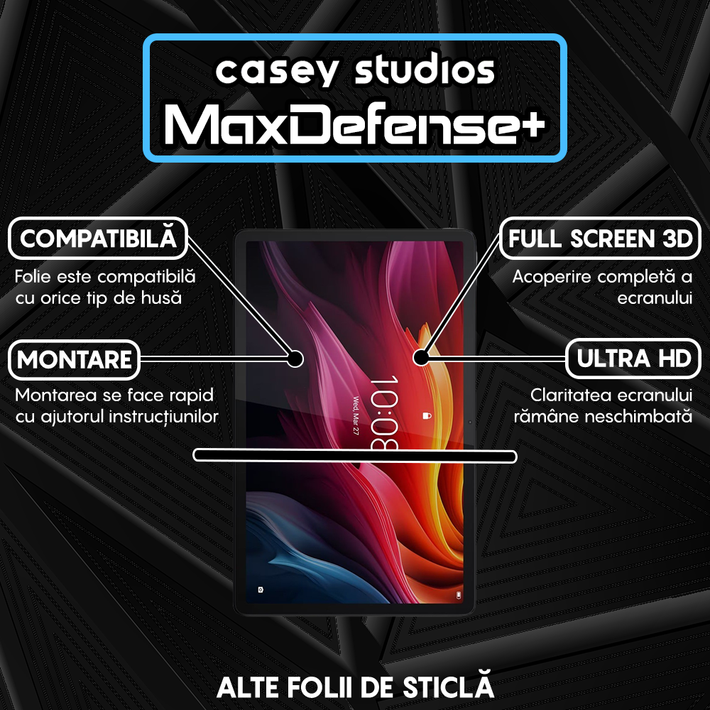 Folie Sticla MaxDefense+ - Lenovo Tab P12 - Clear