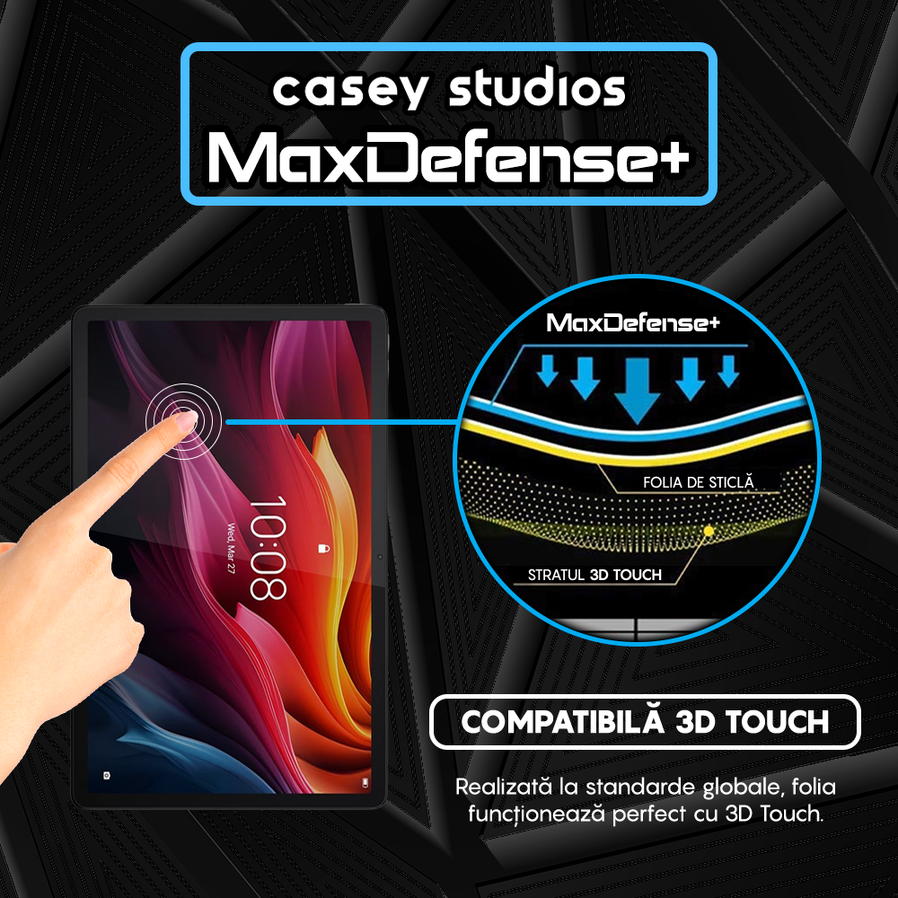 Folie Sticla MaxDefense+ - Lenovo Tab P12 - Clear