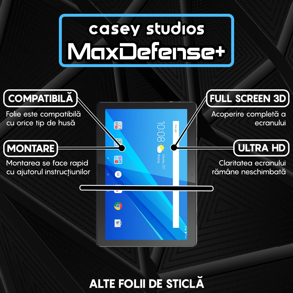 Folie Sticla MaxDefense+ - Lenovo Tab M10 10.1" (TB-X605L/TB-X505F) - Clear