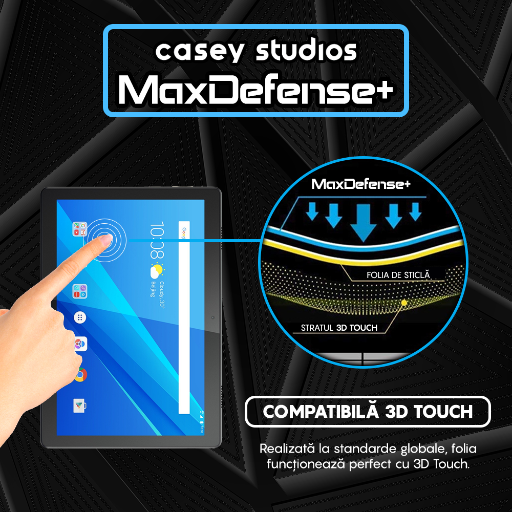 Folie Sticla MaxDefense+ - Lenovo Tab M10 10.1" (TB-X605L/TB-X505F) - Clear