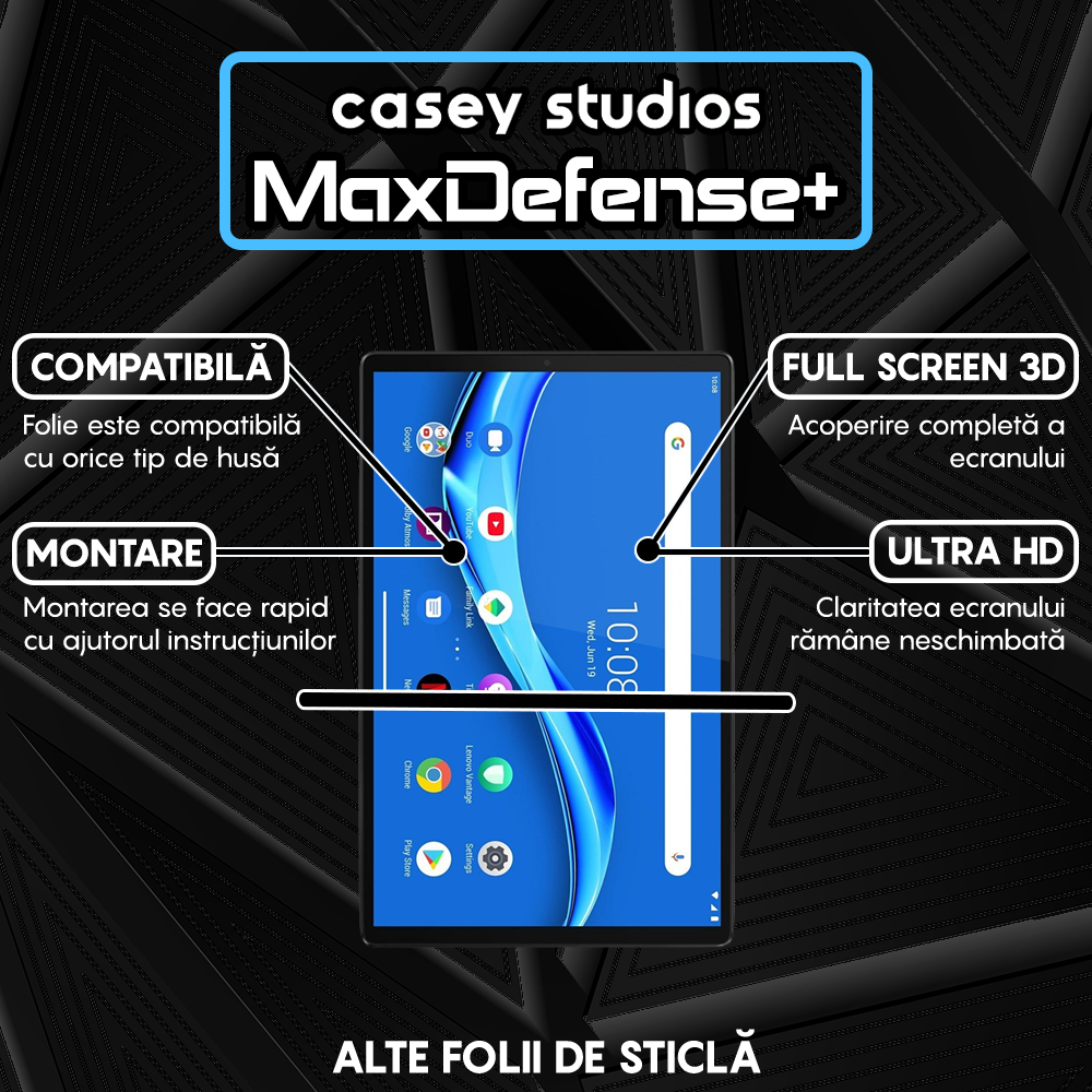 Folie Sticla MaxDefense+ - Lenovo Tab M10 FHD Plus 10.3" (TB-X606/TB-X606F) - Clear