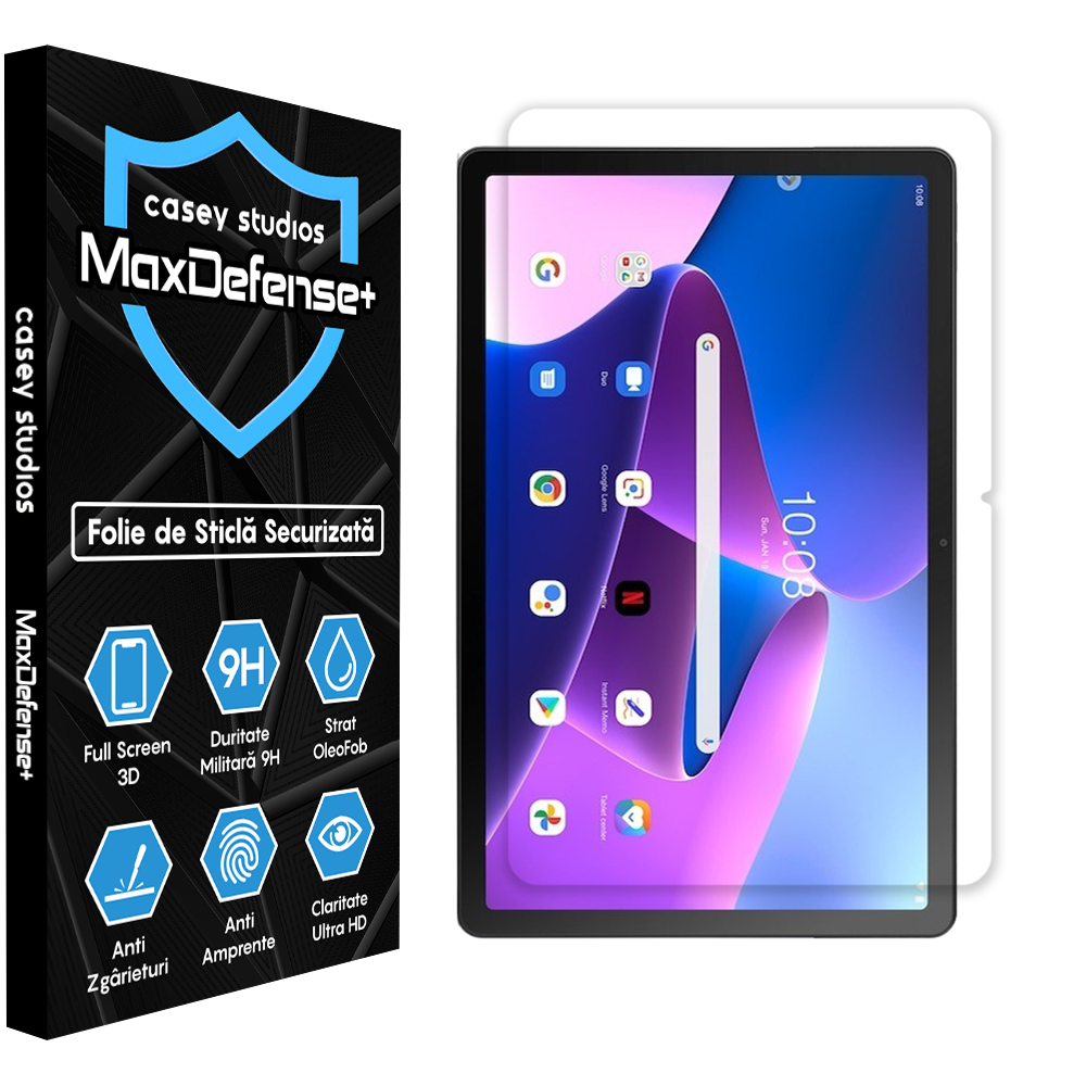Folie Sticla MaxDefense+ - Lenovo Tab M10 Plus Gen 3 2022 10.6" (TB-328FU) - Clear