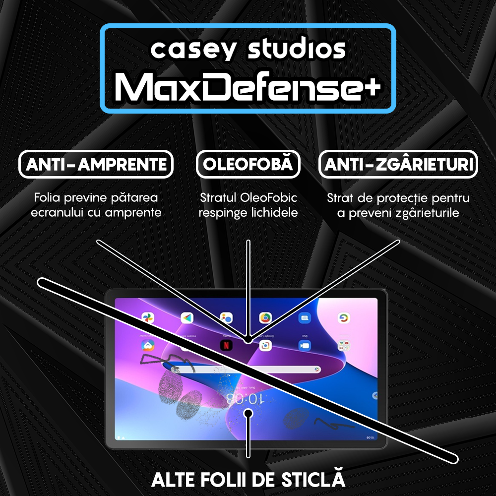 Folie Sticla MaxDefense+ - Lenovo Tab M10 Plus Gen 3 2022 10.6" (TB-328FU) - Clear