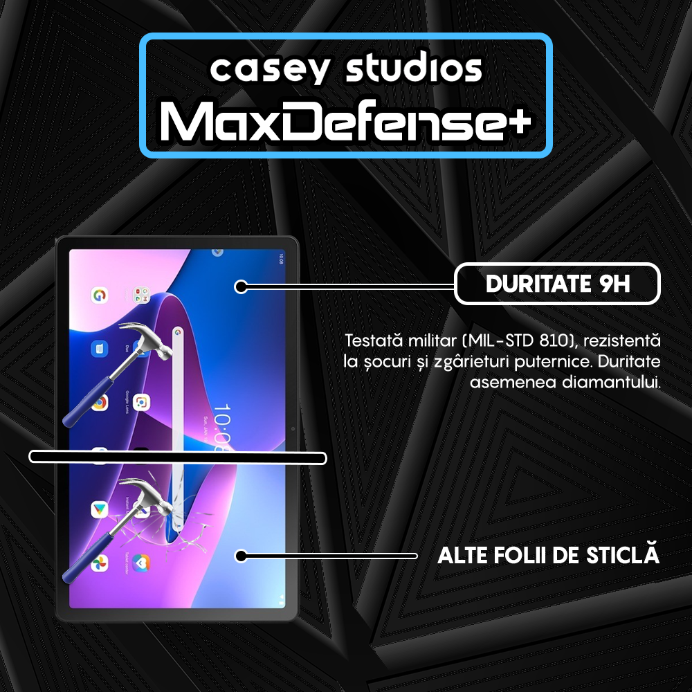 Folie Sticla MaxDefense+ - Lenovo Tab M10 Plus Gen 3 2022 10.6" (TB-328FU) - Clear
