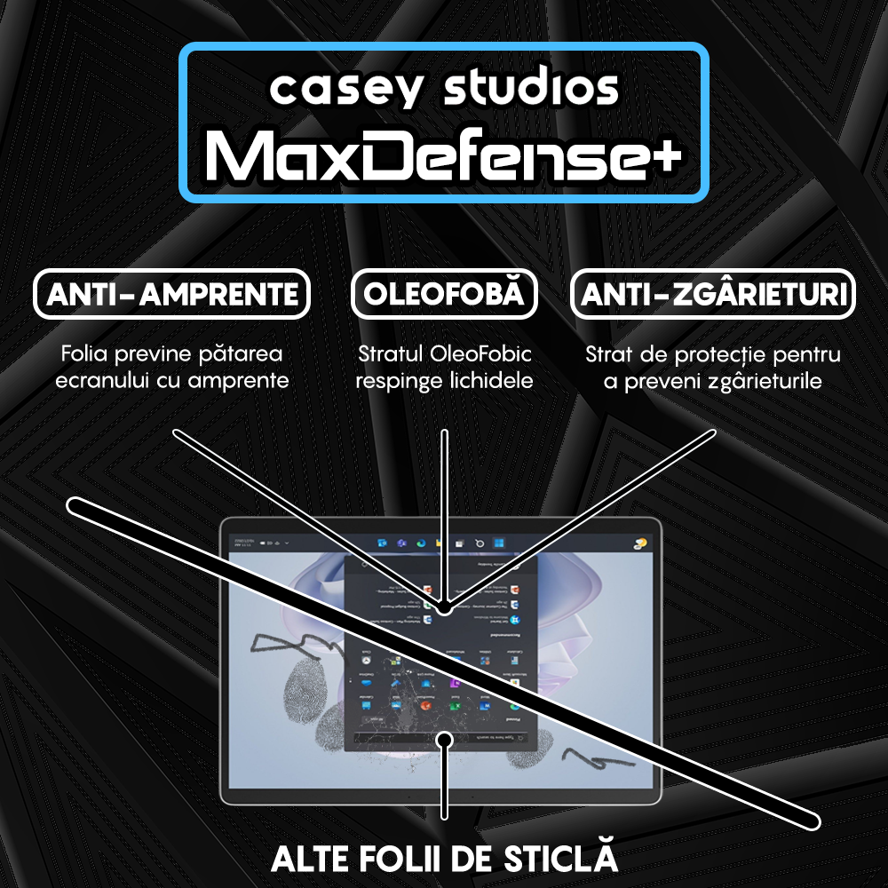 Folie Sticla MaxDefense+ - Microsoft Surface Pro 9 - Clear