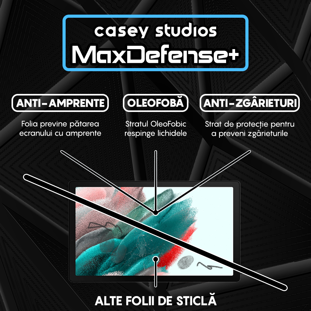 Folie Sticla MaxDefense+ - Samsung Galaxy Tab A8 2021 10.5" (X200/X205) - Clear
