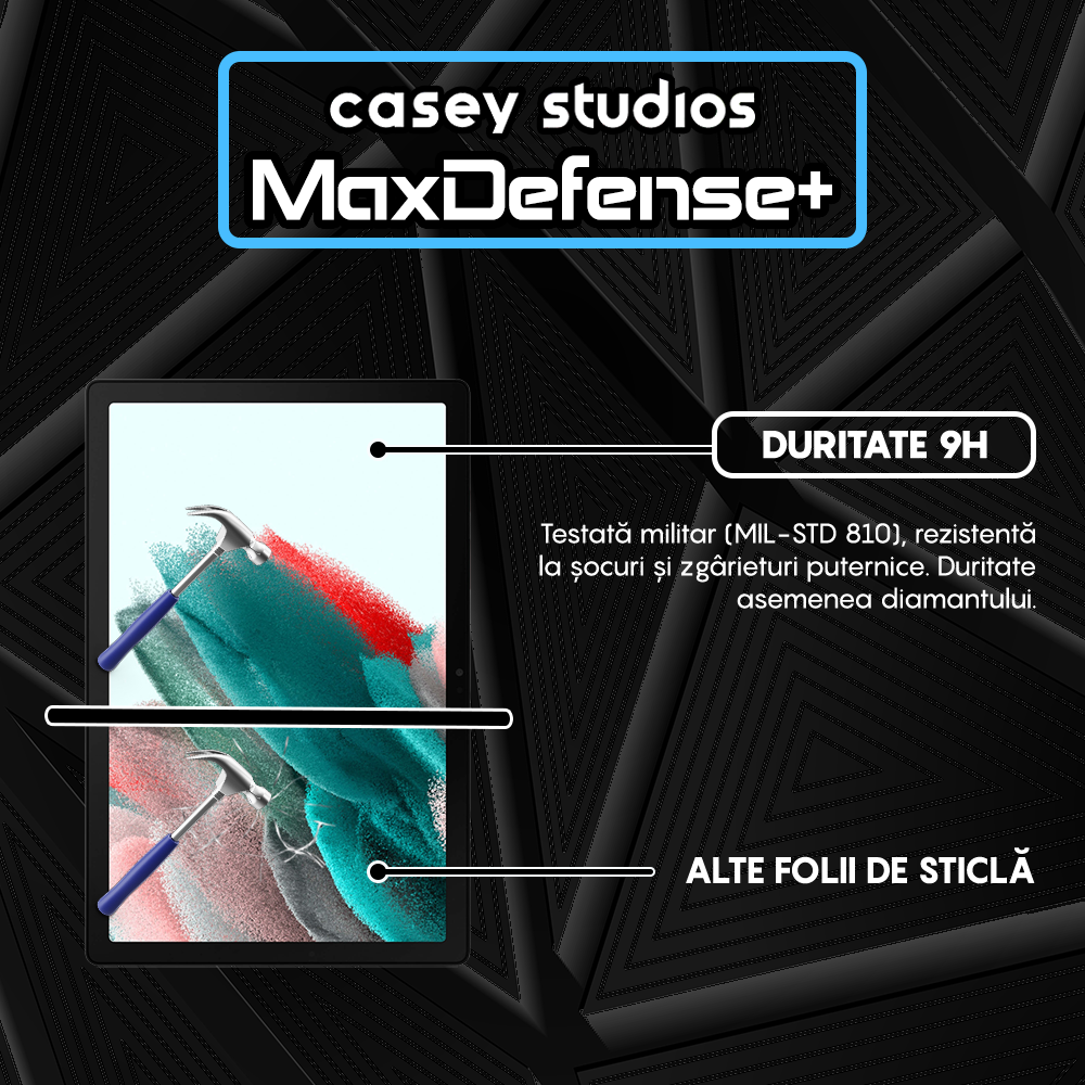 Folie Sticla MaxDefense+ - Samsung Galaxy Tab A8 2021 10.5" (X200/X205) - Clear
