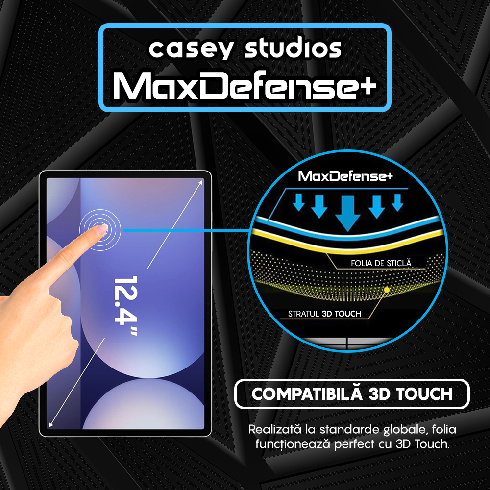 Folie Sticla MaxDefense+ - Samsung Galaxy Tab S10+ - Clear