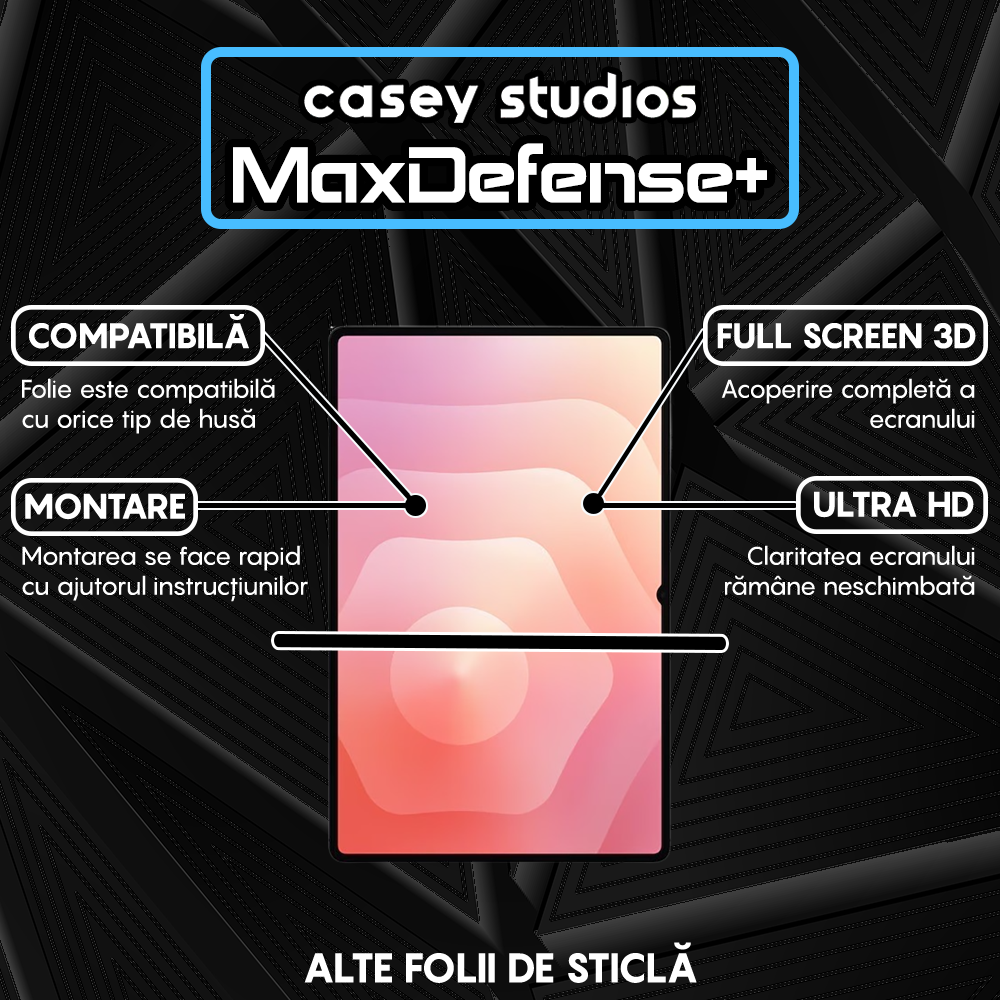 Folie Sticla MaxDefense+ - Samsung Galaxy Tab S11 - Clear