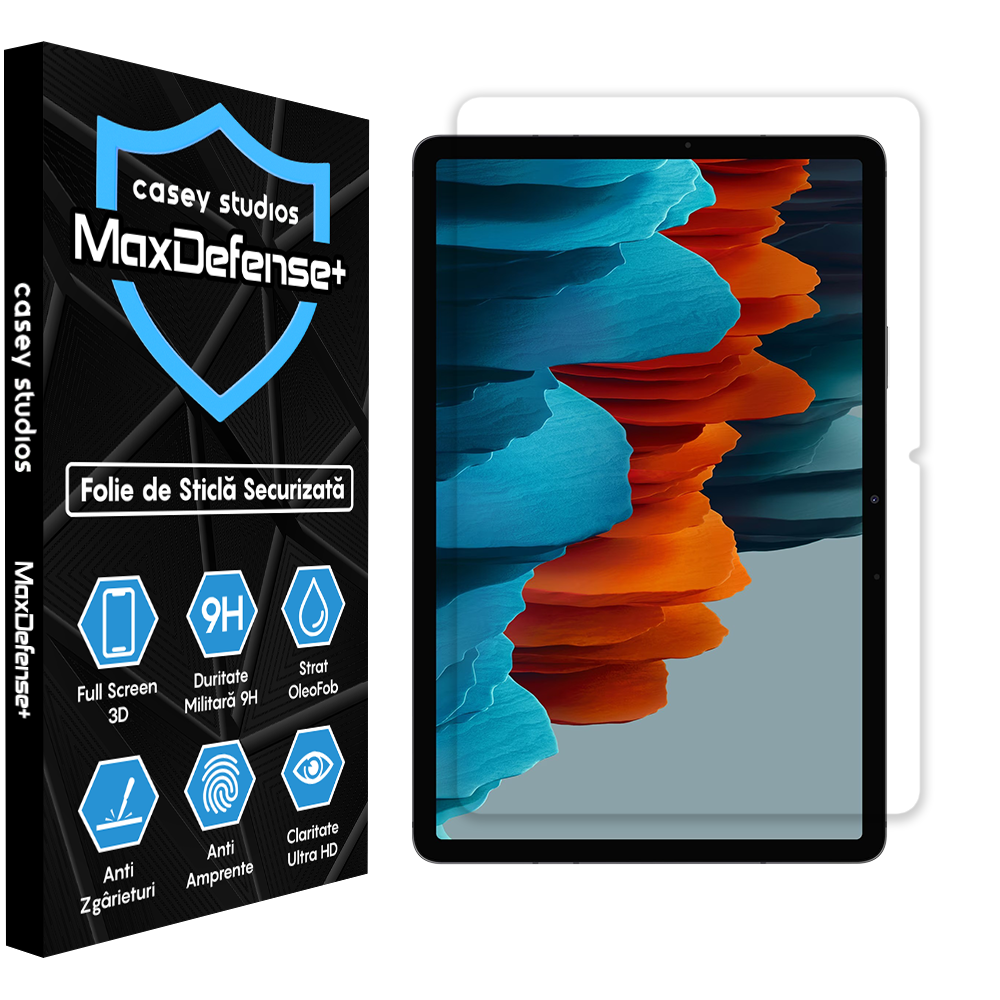 Folie Sticla MaxDefense+ - Samsung Galaxy Tab S9 FE 5G/S9/S8/S7 11" (T870/T875/T876B/X700/X706/X710/X716B) - Clear