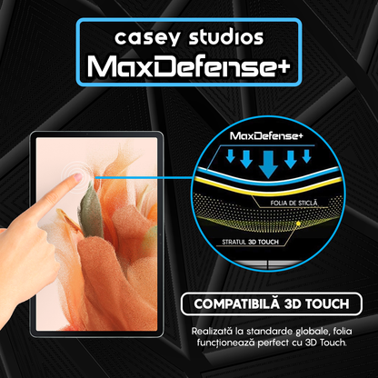 Folie Sticla MaxDefense+ - Samsung Galaxy Tab S9 FE Plus 5G/S9 Plus/S8 Plus/S7 Plus/S7 FE 12.5" - Clear