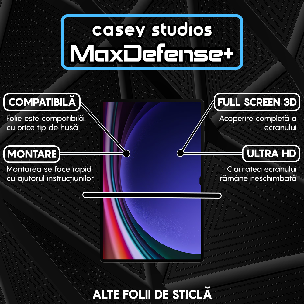 Folie Sticla MaxDefense+ - Samsung Galaxy Tab S9 Ultra/S8 Ultra 5G/S8 Ultra 14.6" (X900/X906/X910/X916B/X918U) - Clear