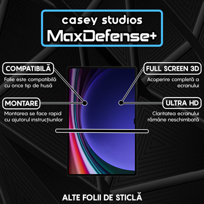 Folie Sticla MaxDefense+ - Samsung Galaxy Tab S9 Ultra/S8 Ultra 5G/S8 Ultra 14.6" (X900/X906/X910/X916B/X918U) - Clear