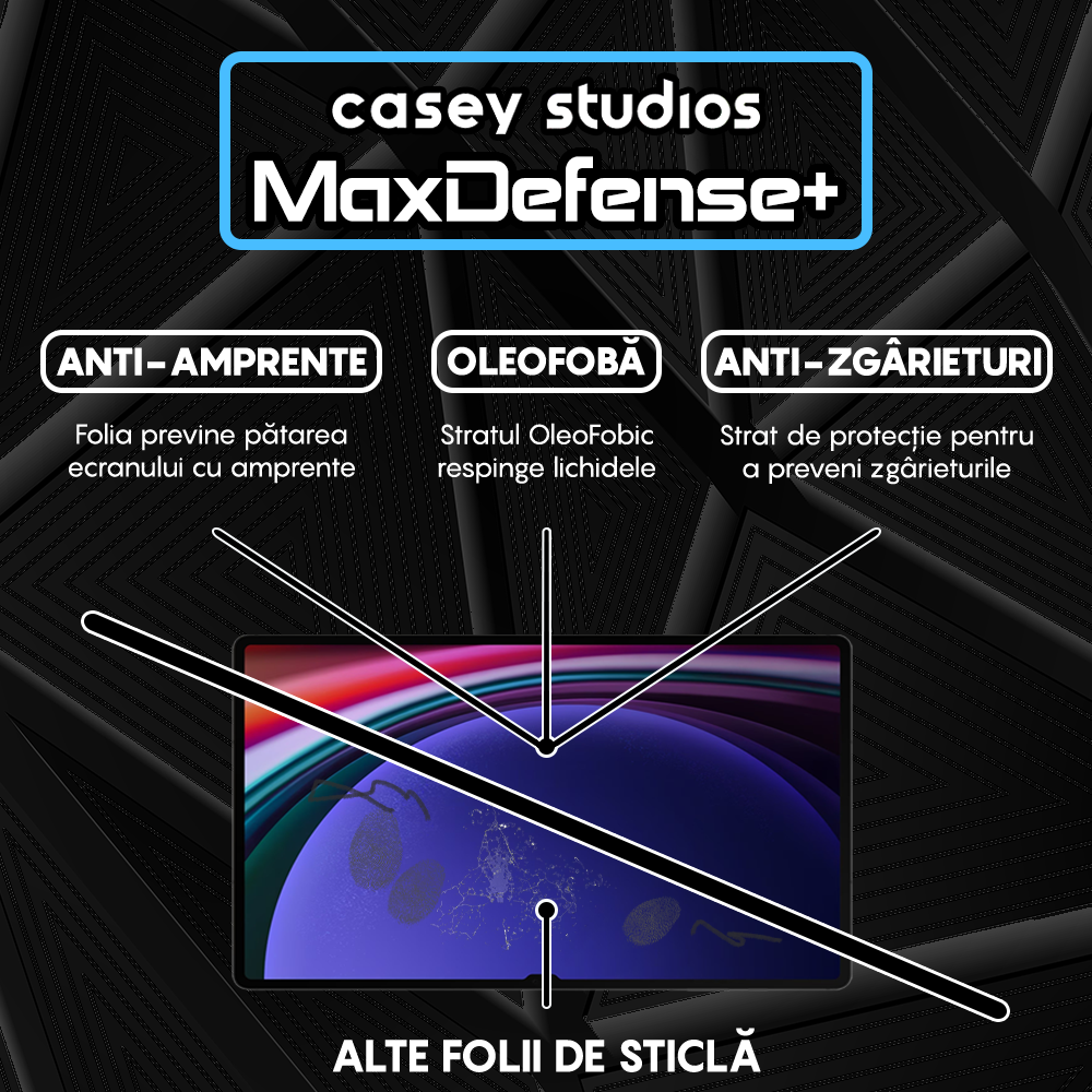 Folie Sticla MaxDefense+ - Samsung Galaxy Tab S9 Ultra/S8 Ultra 5G/S8 Ultra 14.6" (X900/X906/X910/X916B/X918U) - Clear