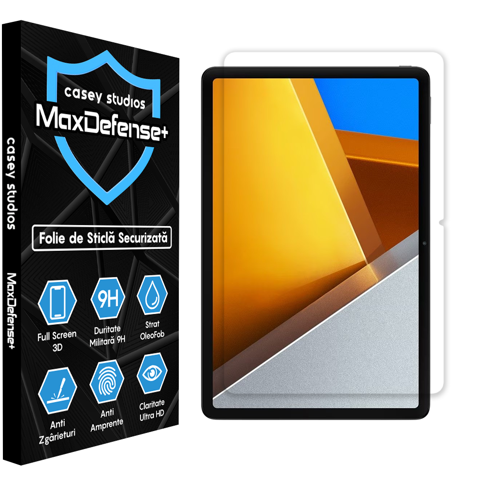 Folie Sticla MaxDefense+ - Xiaomi Poco Pad - Clear