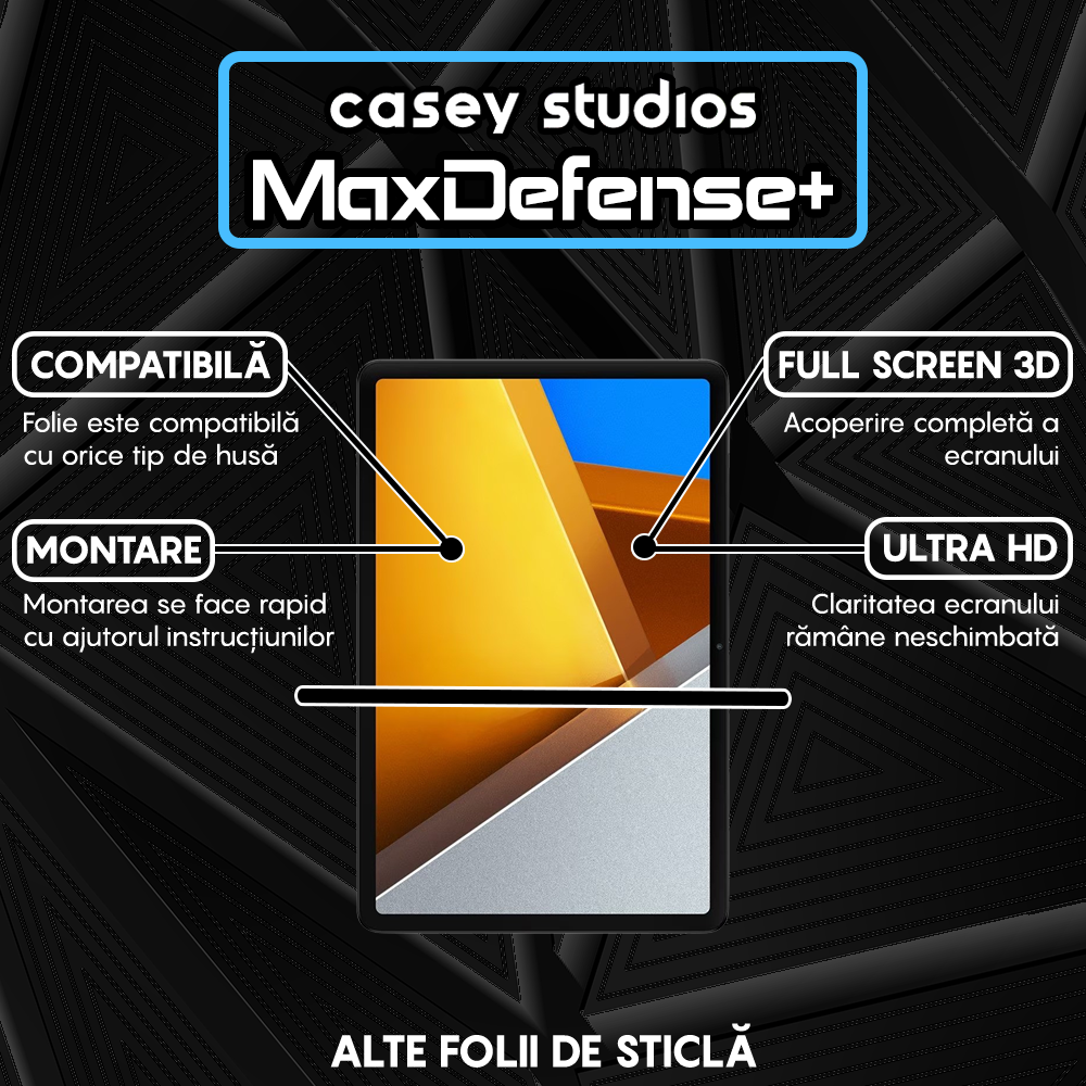 Folie Sticla MaxDefense+ - Xiaomi Poco Pad - Clear