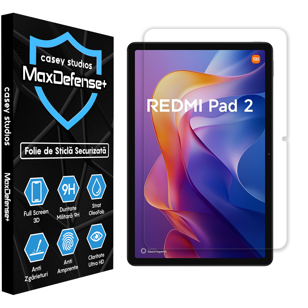 Folie Sticla MaxDefense+ - Xiaomi Redmi Pad 2 - Clear