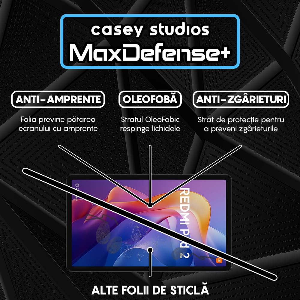 Folie Sticla MaxDefense+ - Xiaomi Redmi Pad 2 - Clear