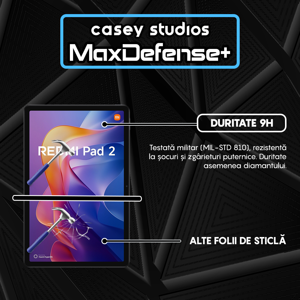 Folie Sticla MaxDefense+ - Xiaomi Redmi Pad 2 - Clear