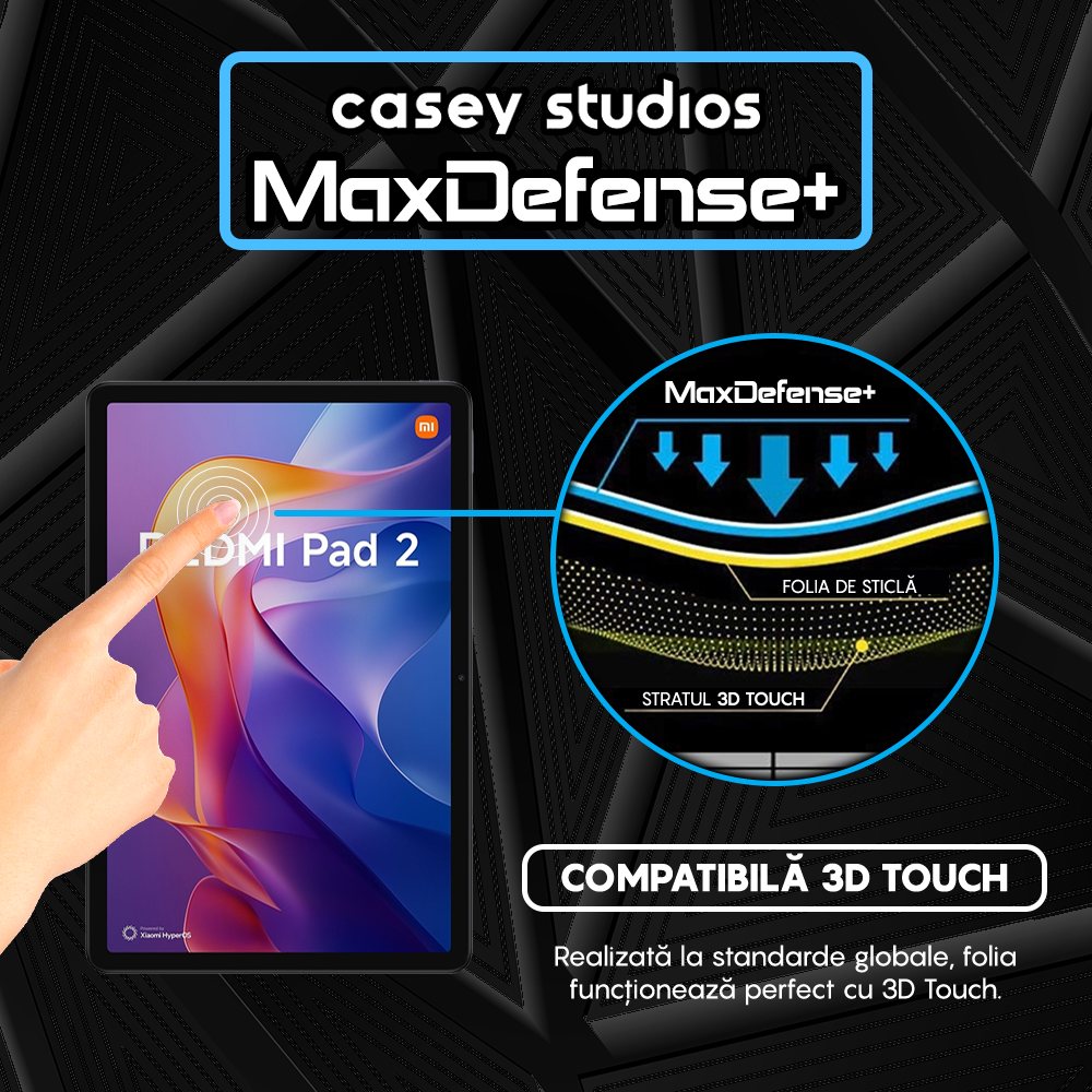 Folie Sticla MaxDefense+ - Xiaomi Redmi Pad 2 - Clear