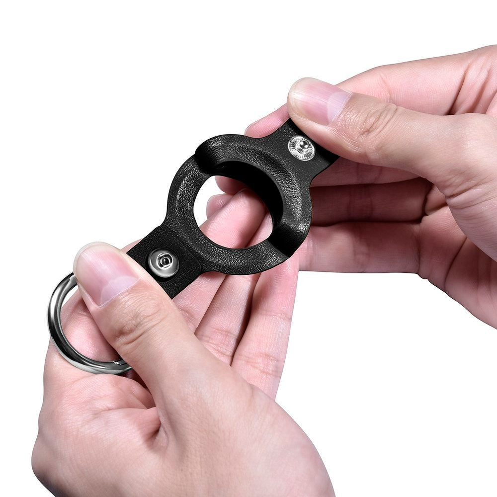 Husa Leather - AirTag - Negru