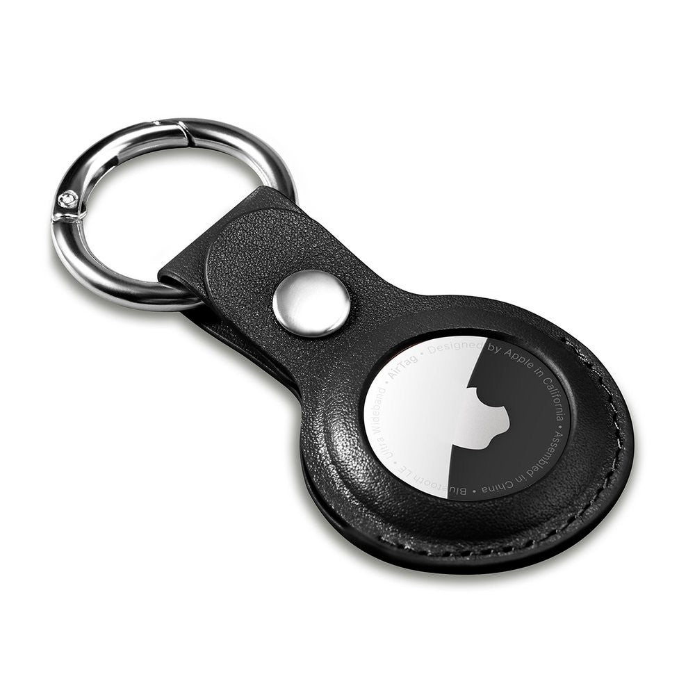 Husa Leather - AirTag - Negru