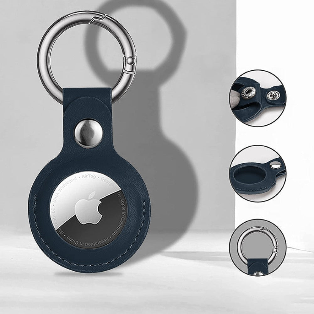 Husa Leather - AirTag - Albastru