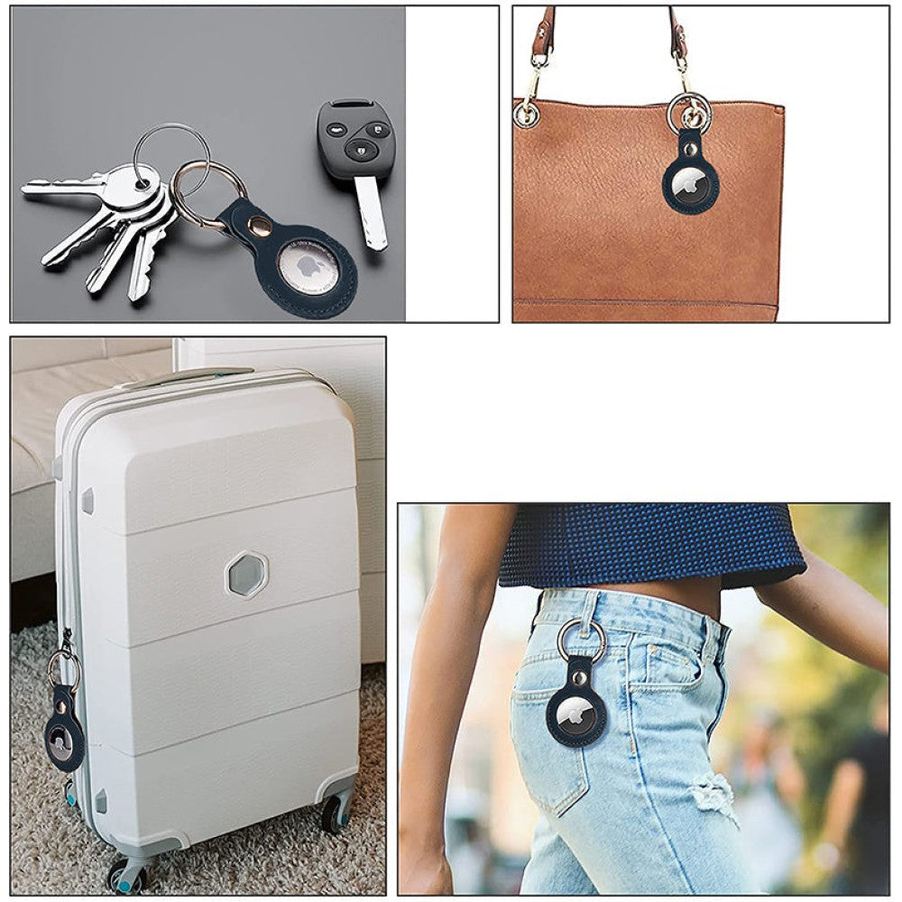 Husa Leather - AirTag - Albastru