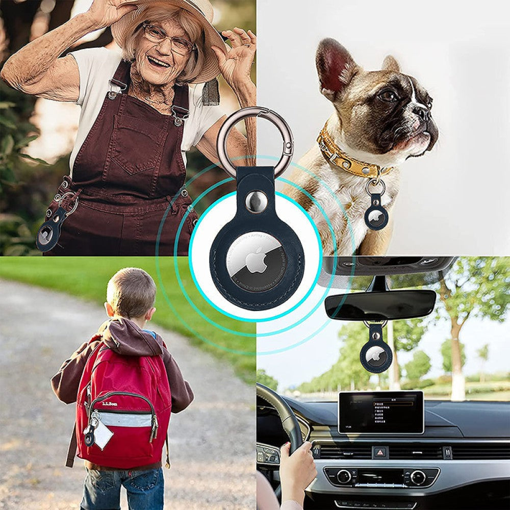 Husa Leather - AirTag - Albastru