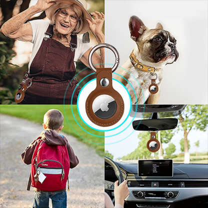 Husa Leather - AirTag - Maro