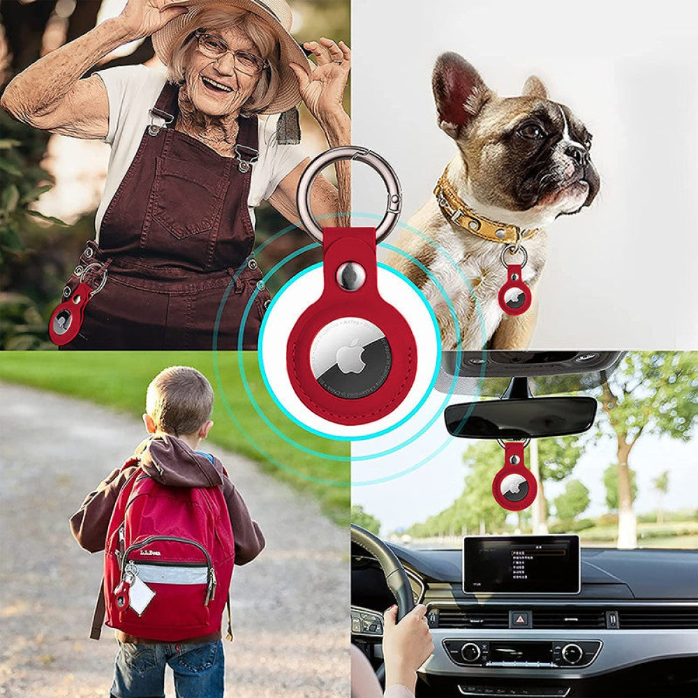 Husa Leather - AirTag - Red