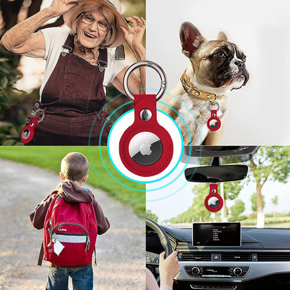 Husa Leather - AirTag - Red