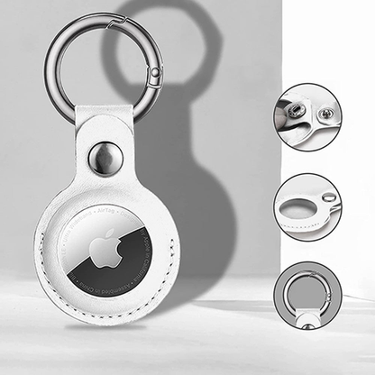 Husa Leather - AirTag - Alb