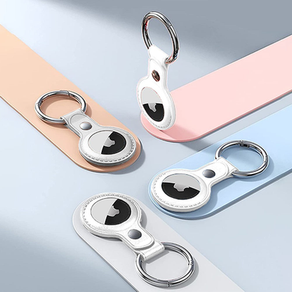 Husa Leather - AirTag - Alb