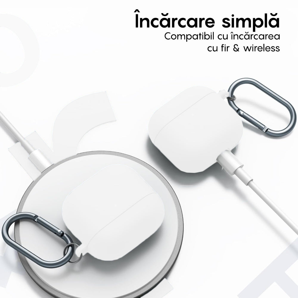 Husa Soft Silicone - AirPods 4 - Alb