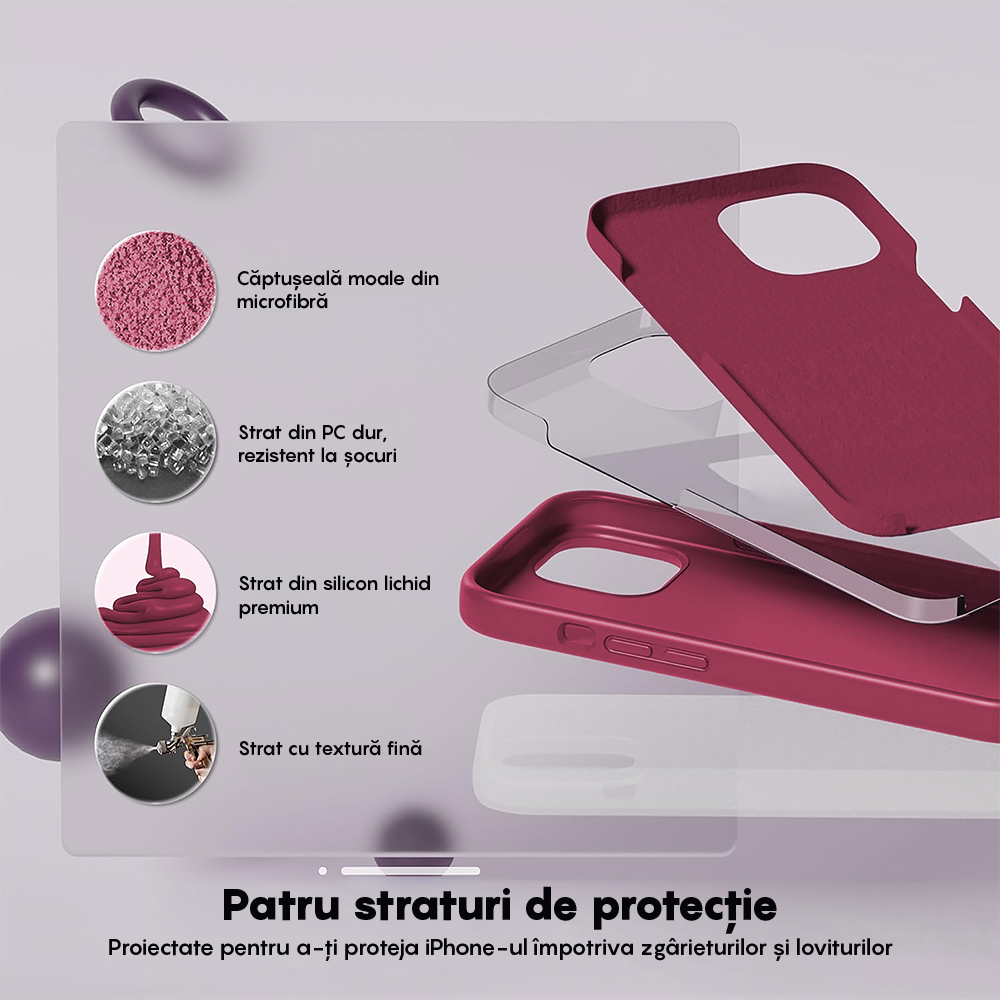 Husa Soft Silicone - iPhone 12/12 Pro - Burgundy