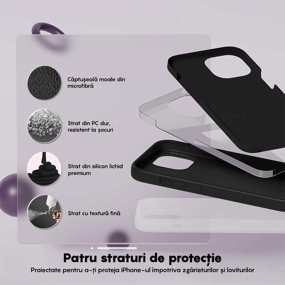 Husa Soft Silicone - iPhone 15 - Negru