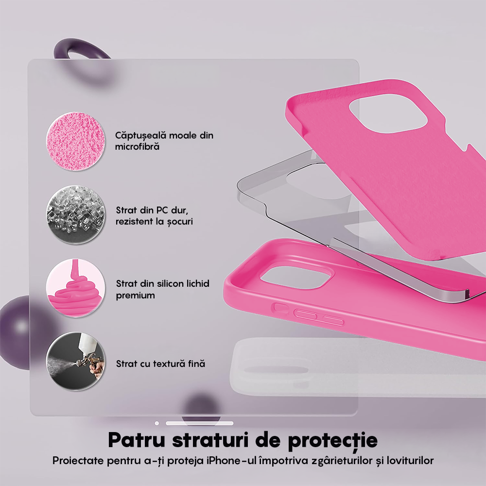 Husa Soft Silicone - iPhone 15 Plus - Fuchsia