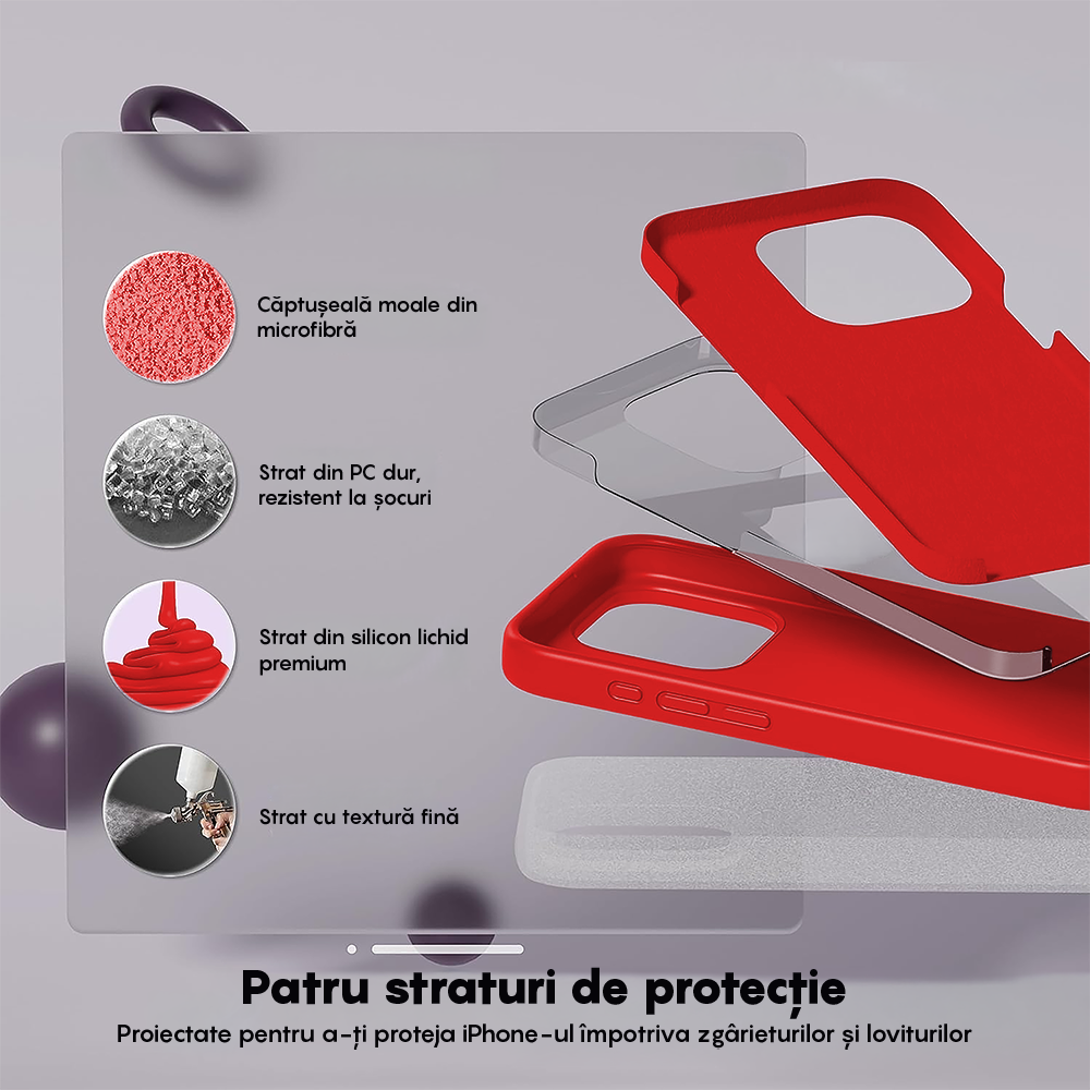 Husa Soft Silicone - iPhone 15 Pro Max - Rosu