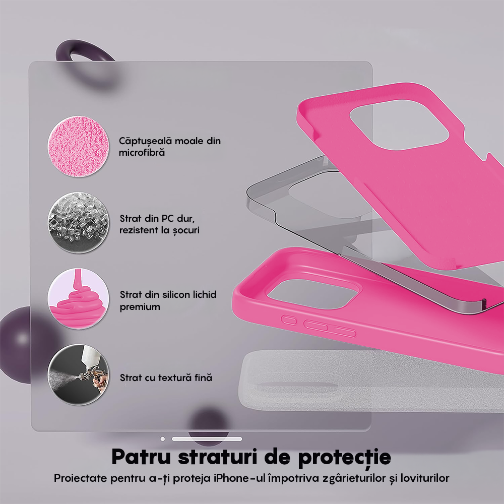 Husa Soft Silicone - iPhone 15 Pro Max - Fuchsia