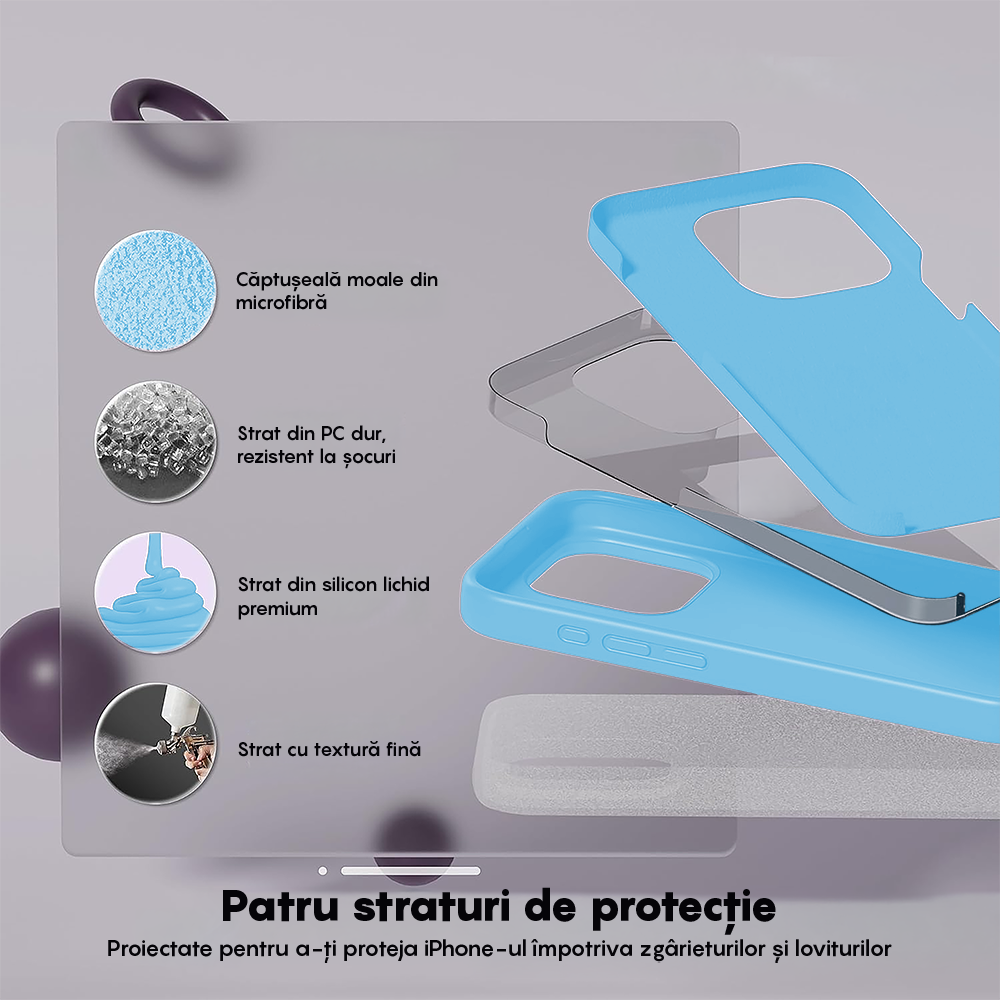 Husa Soft Silicone - iPhone 15 Pro - Cadet Blue