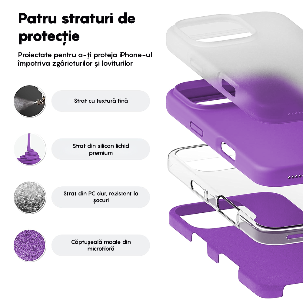 Husa Soft Silicone - iPhone 16 Pro Max - Light Purple